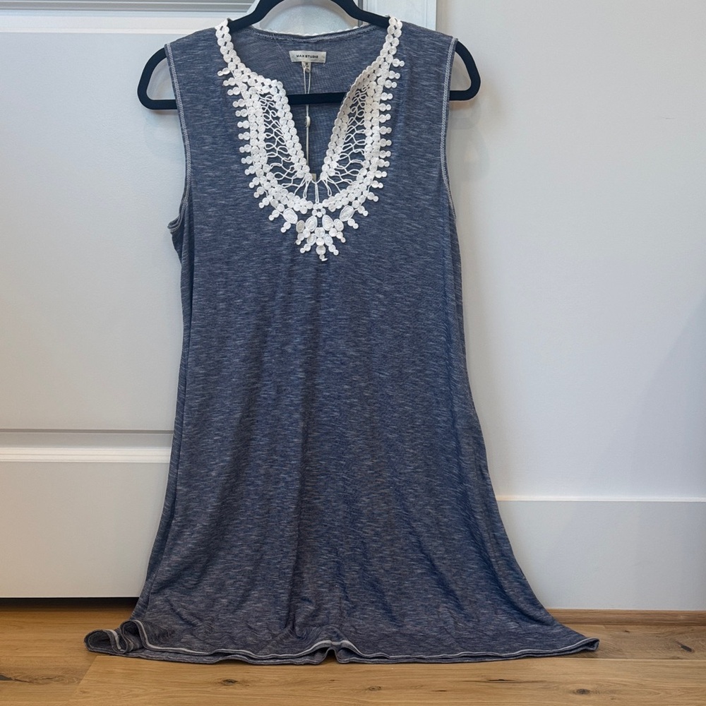 Max Studio Swing Dress Split Neck Sleeveless With… - image 1